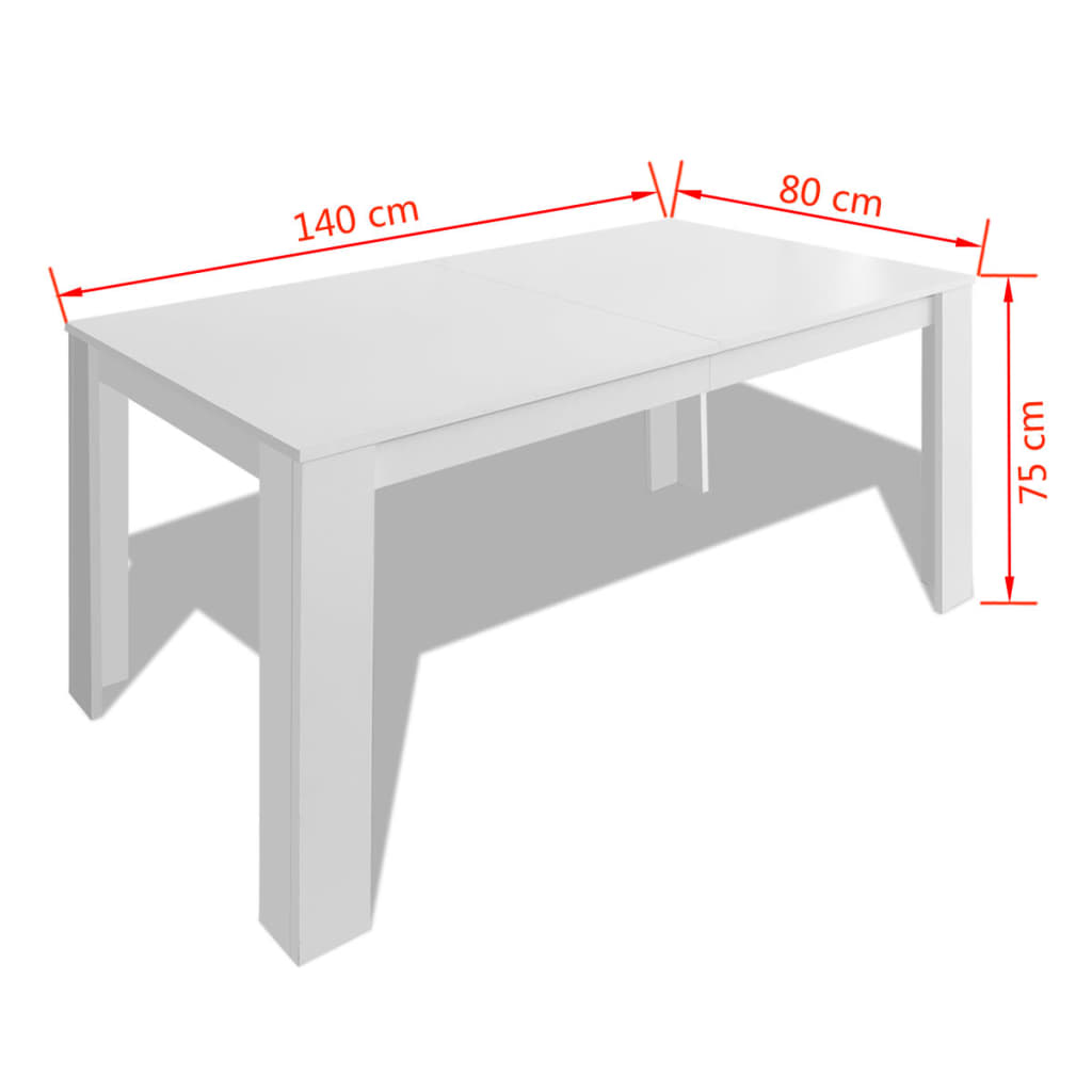 Blagovaonski stol 140 x 80 x 75 cm bijeli