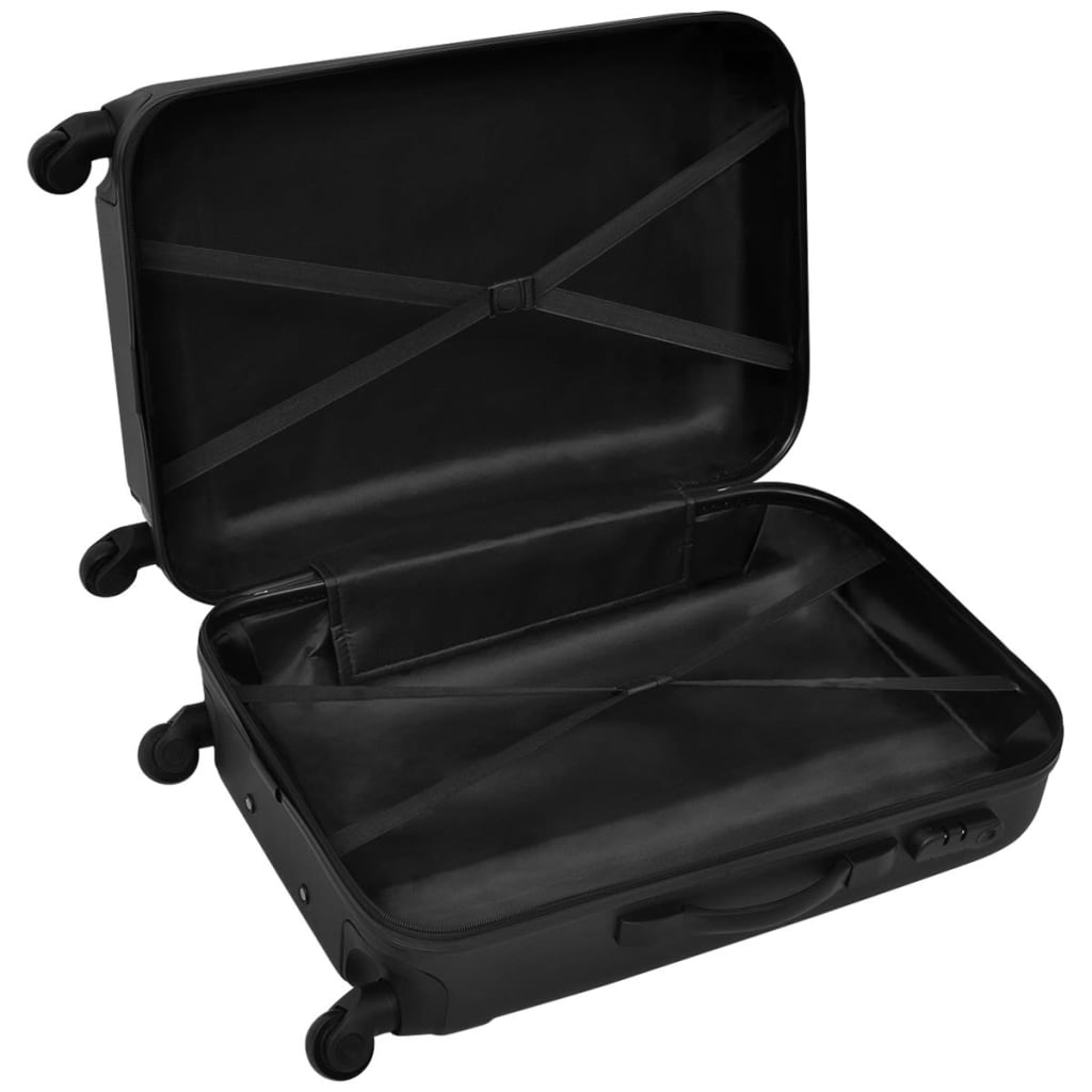 Trodijelni set čvrstih kovčega s kotačima crni 45,5/55/66 cm
