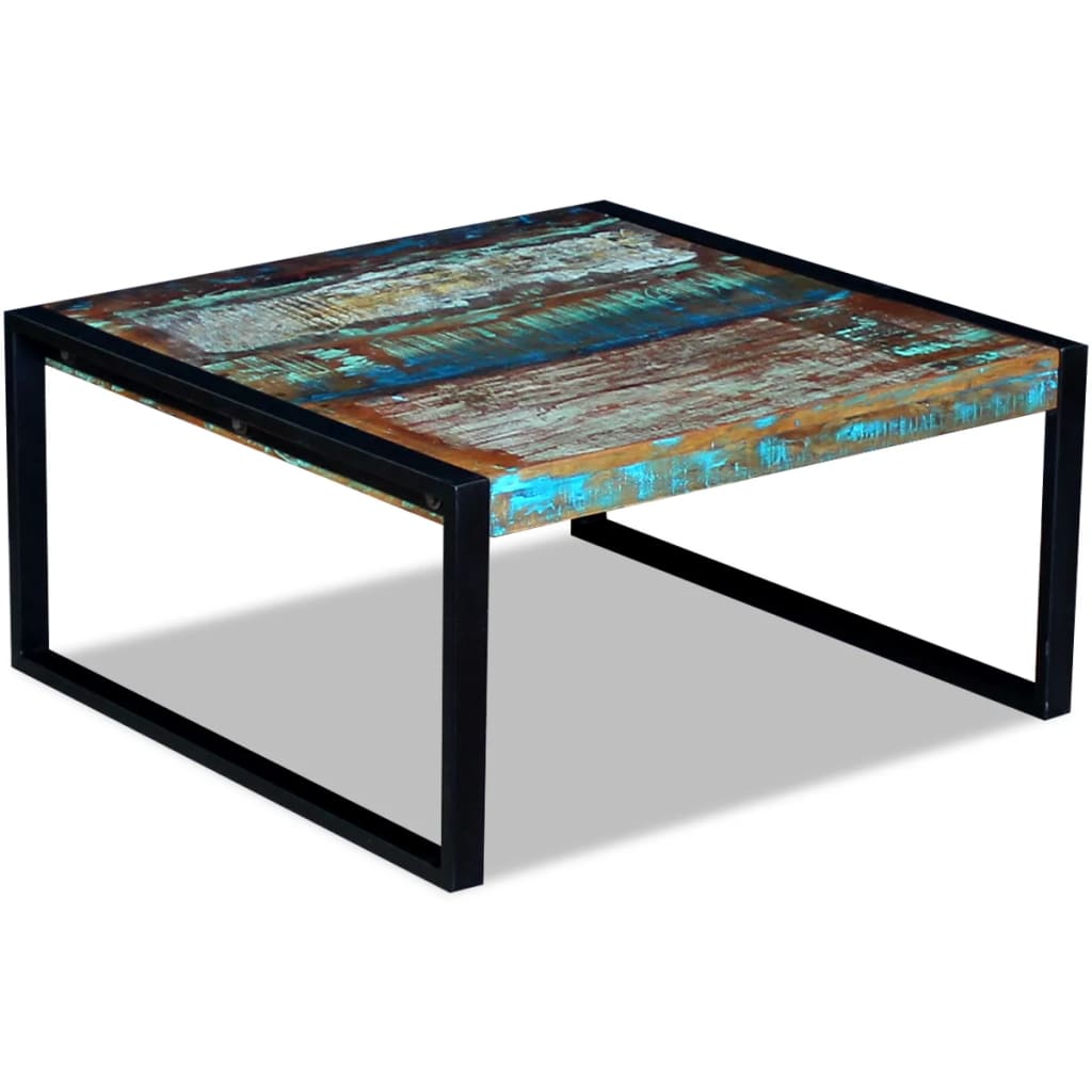 Stolić za kavu od masivnog obnovljenog drva 80 x 80 x 40 cm