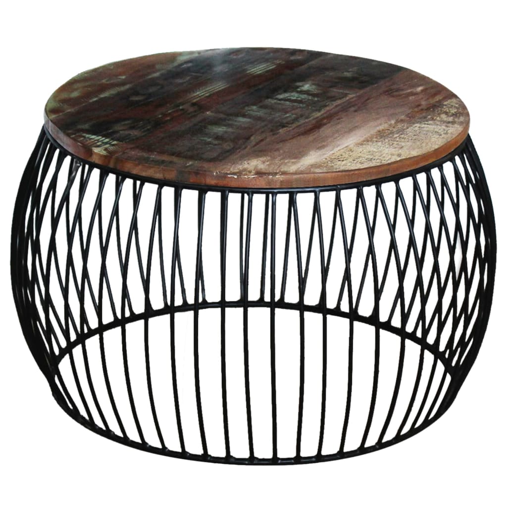 Stolić za kavu okrugli od masivnog obnovljenog drva 68 x 37 cm