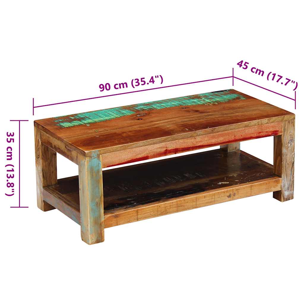 Stolić za kavu od masivnog obnovljenog drva 90 x 45 x 35 cm