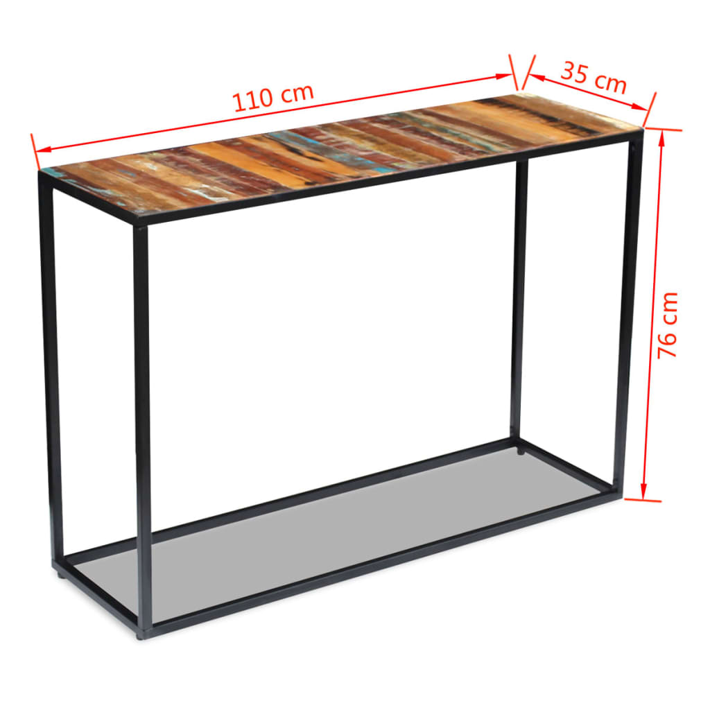 Konzolni stol od masivnog obnovljenog drva 110 x 35 x 76 cm