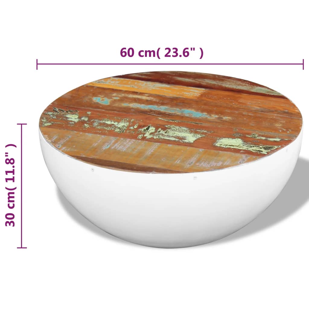 Stolić za kavu u obliku zdjele od obnovljenog drva 60x60x30 cm
