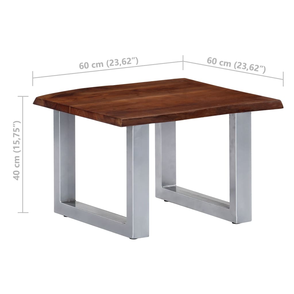Stolić za kavu sa živim rubovima 60x60x40 cm od bagremovog drva