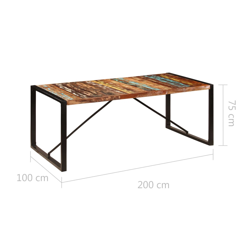 Blagovaonski stol od masivnog obnovljenog drva 200x100x75 cm