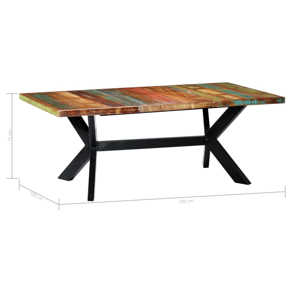 Blagovaonski stol od masivnog obnovljenog drva 200x100x75 cm