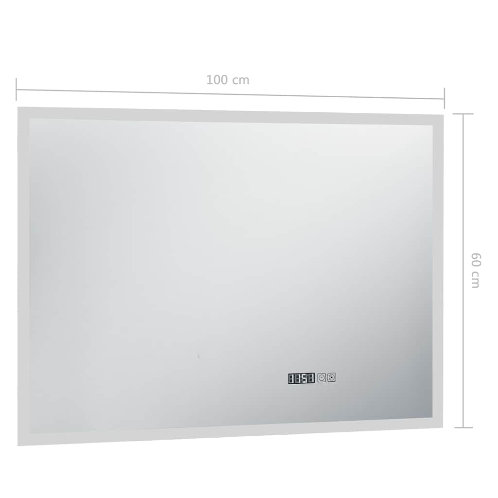 Kupaonsko LED ogledalo sa senzorom na dodir i satom 100 x 60 cm