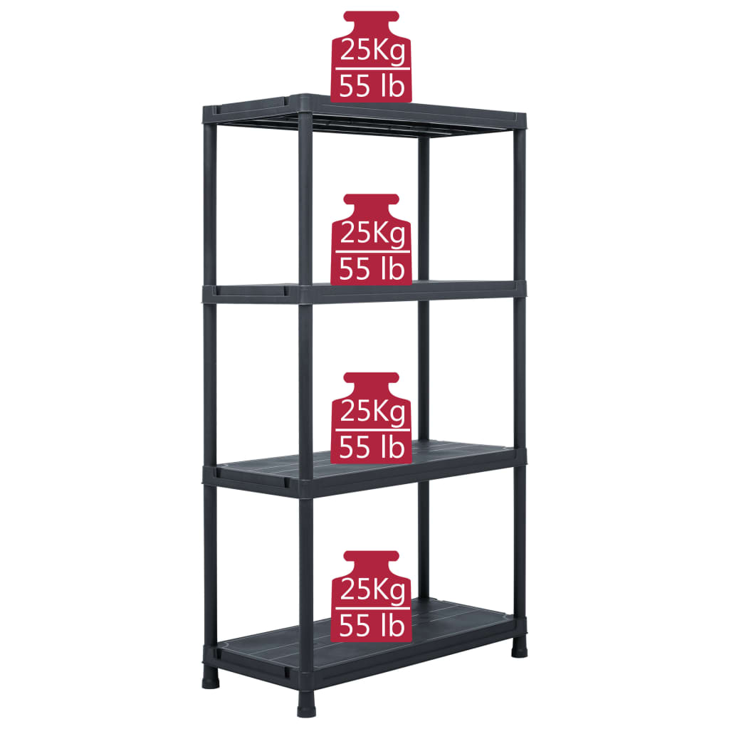 Stalak za pohranu crni 100 kg 60 x 30 x 138 cm plastični