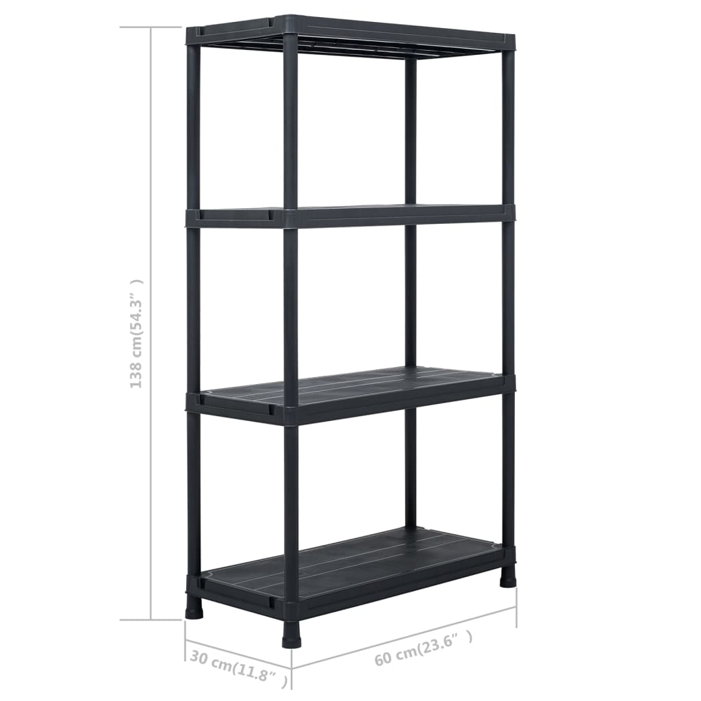 Stalak za pohranu crni 100 kg 60 x 30 x 138 cm plastični
