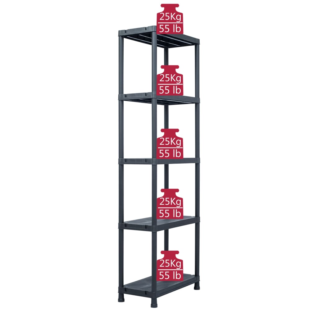 Stalak za pohranu crni 125 kg 60 x 30 x 180 cm plastični