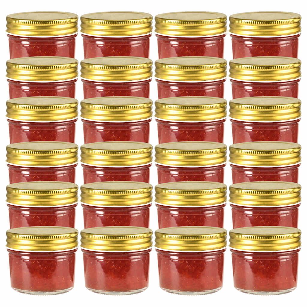 Staklenke za džem sa zlatnim poklopcima 24 kom 110 ml