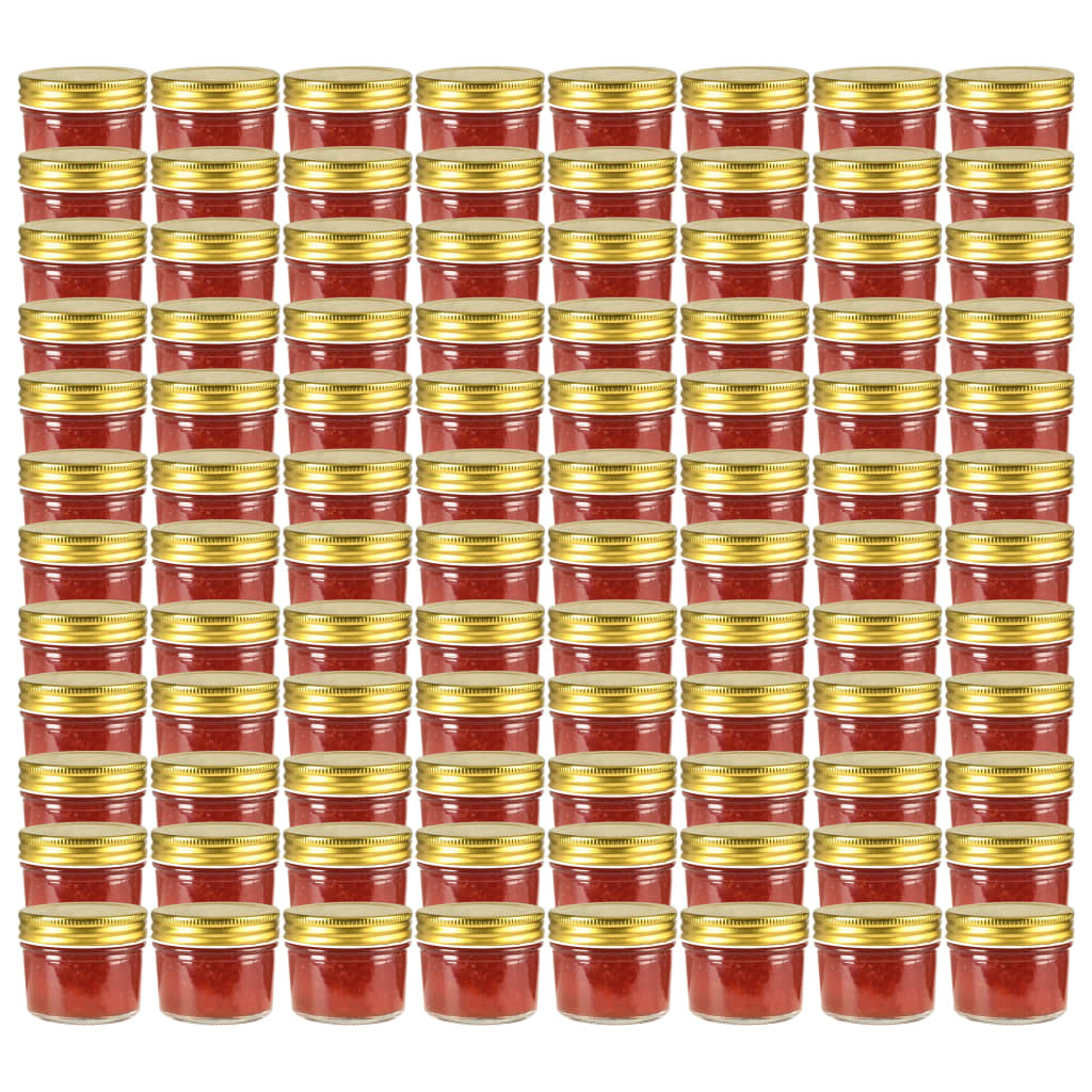 Staklenke za džem sa zlatnim poklopcima 96 kom 110 ml