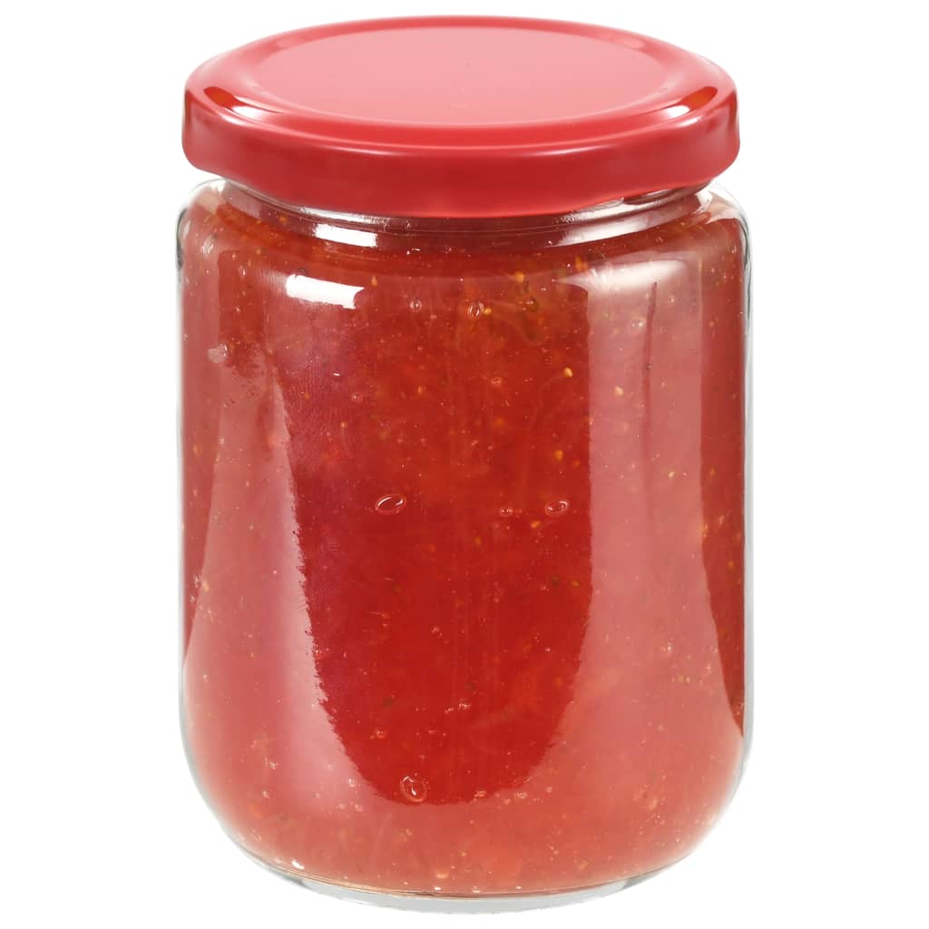Staklenke za džem s crvenim poklopcima 48 kom 230 ml