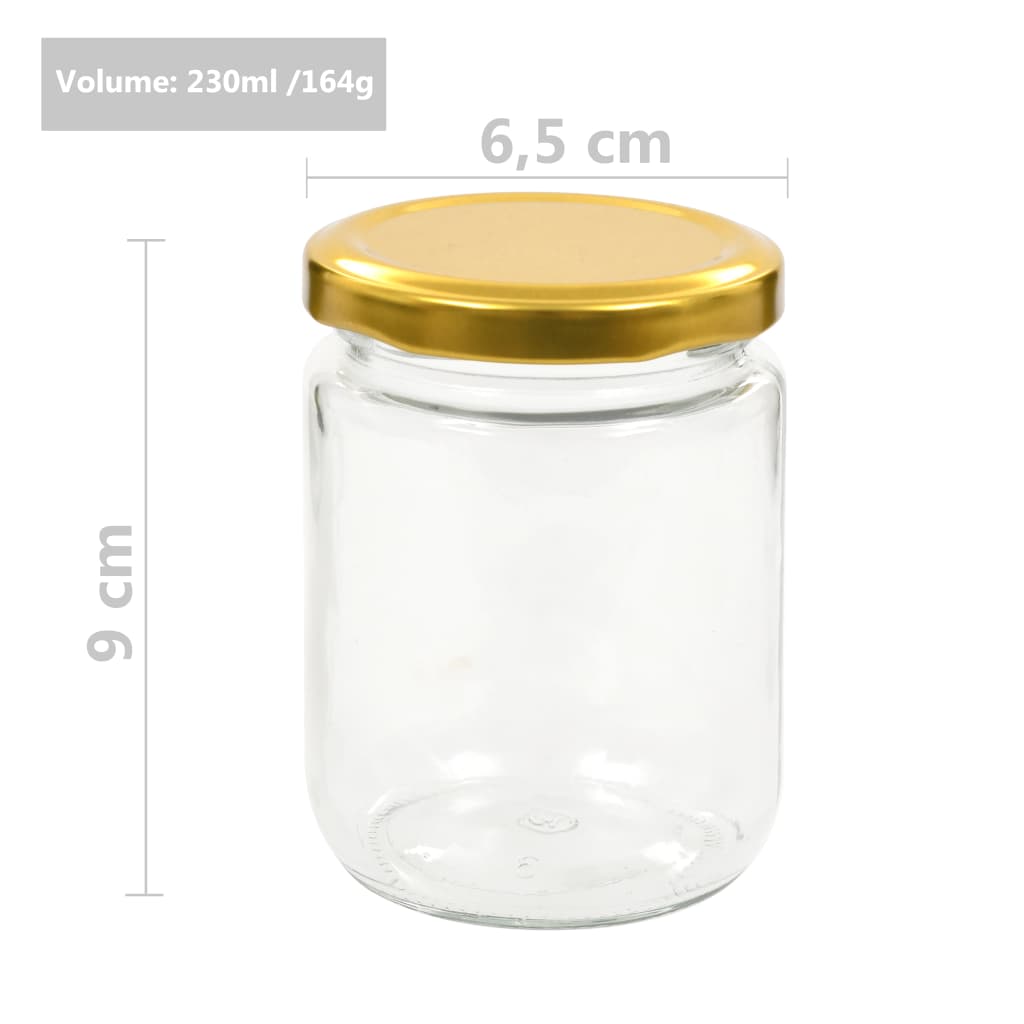 Staklenke za džem sa zlatnim poklopcima 48 kom 230 ml