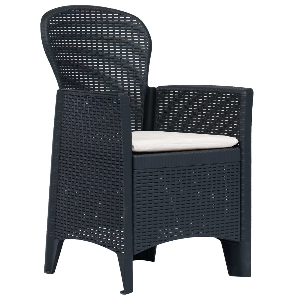 3-dijelni bistro set od plastike s izgledom ratana antracit