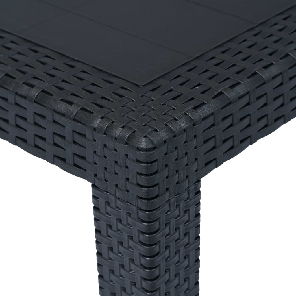 3-dijelni bistro set od plastike s izgledom ratana antracit