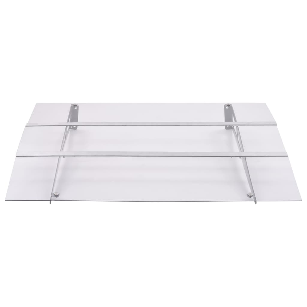 Nadstrešnica za vrata srebrna i prozirna 150 x 90 cm PET