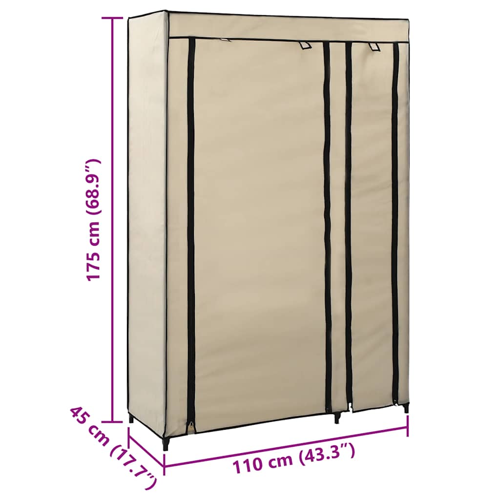 Sklopivi ormar od tkanine 110 x 45 x 175 cm krem