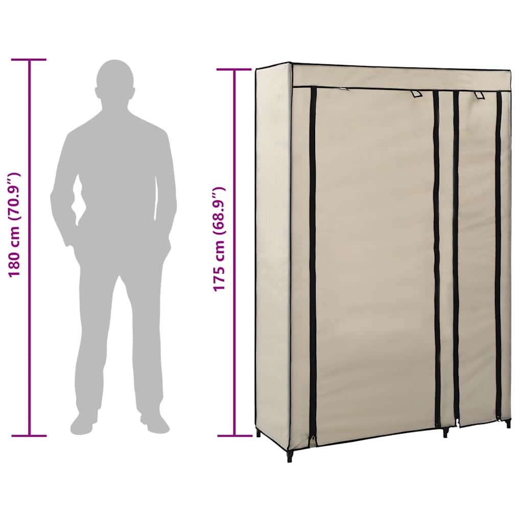 Sklopivi ormar od tkanine 110 x 45 x 175 cm krem