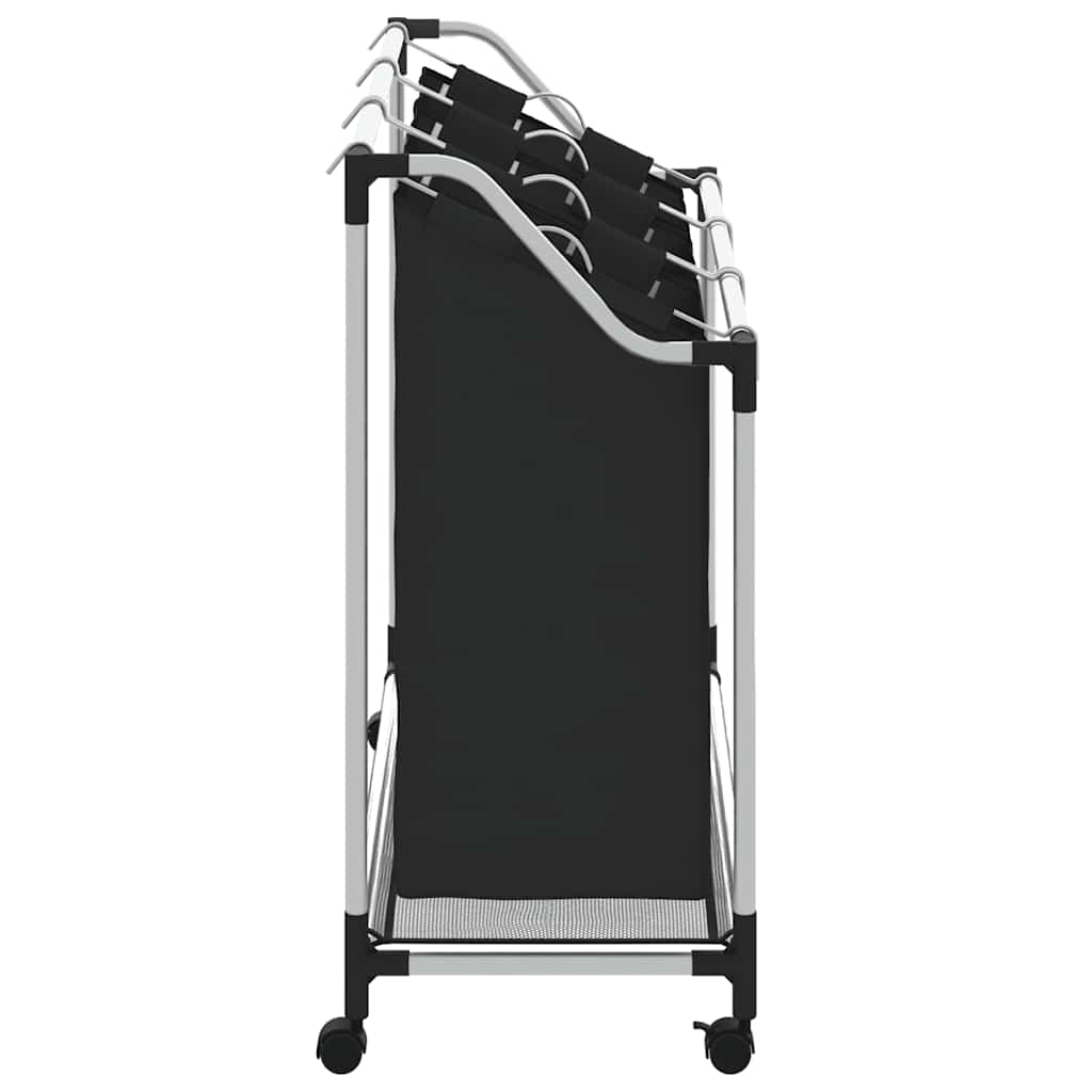 Košara za rublje s 3 vreće crna čelična