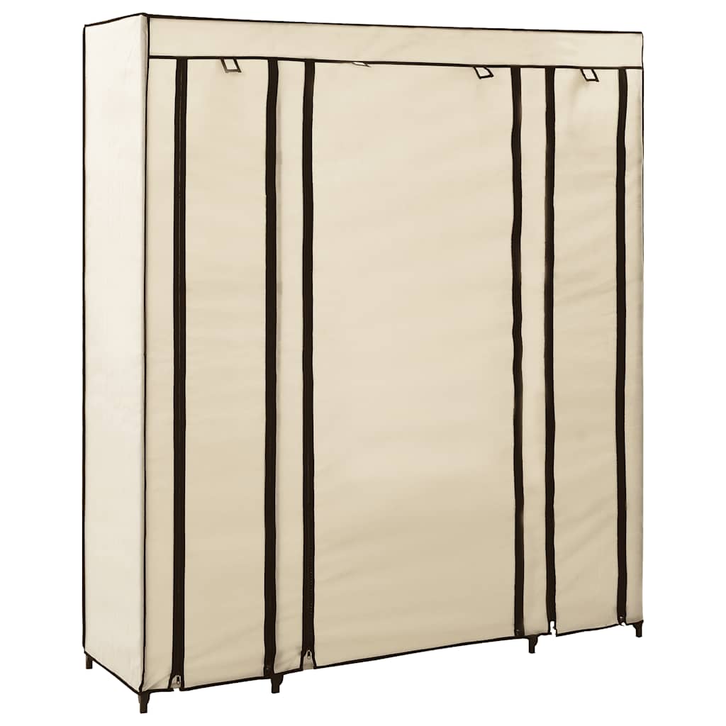 Ormar od tkanine s odjeljcima i šipkama krem 150 x 45 x 176 cm