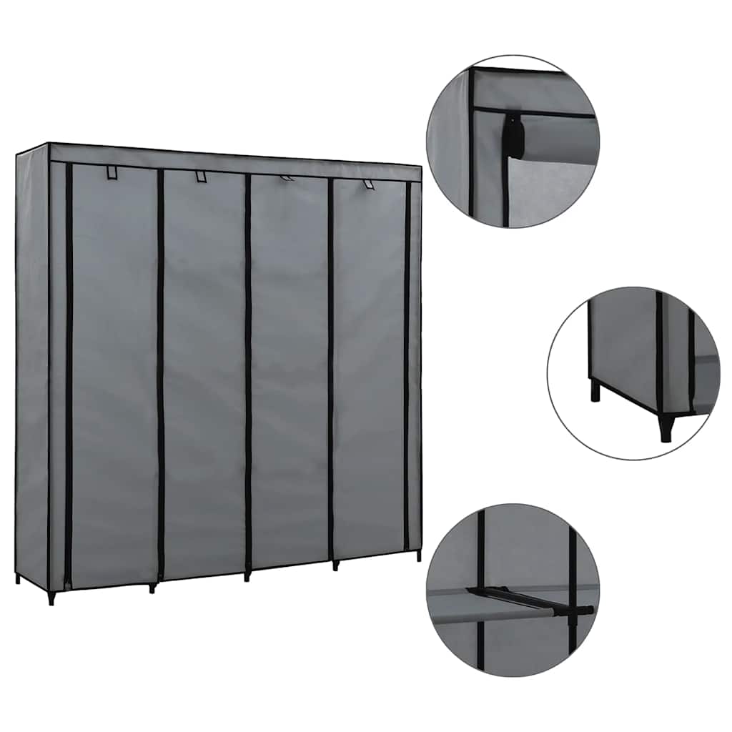 Ormar s 4 odjeljka sivi 175 x 45 x 170 cm