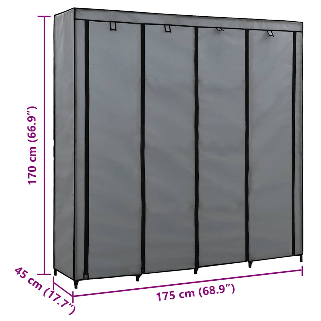 Ormar s 4 odjeljka sivi 175 x 45 x 170 cm