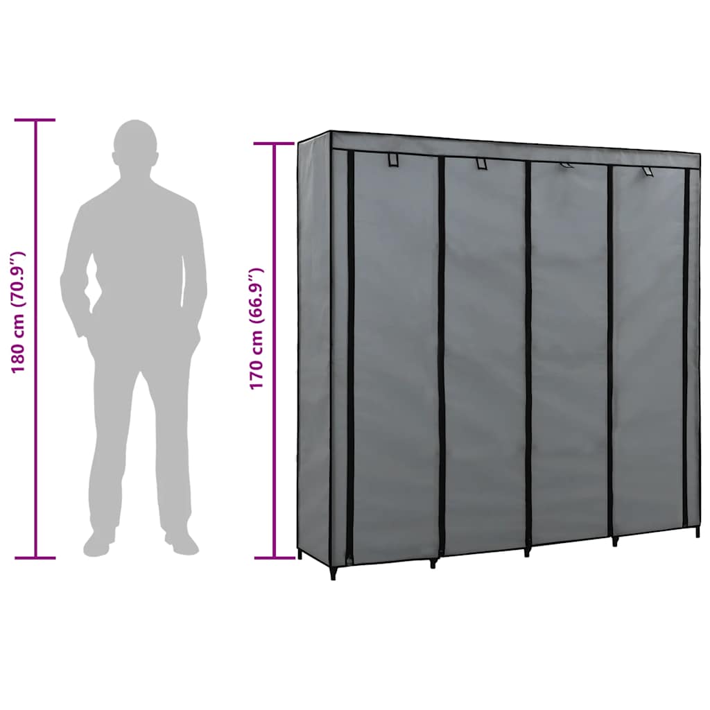Ormar s 4 odjeljka sivi 175 x 45 x 170 cm