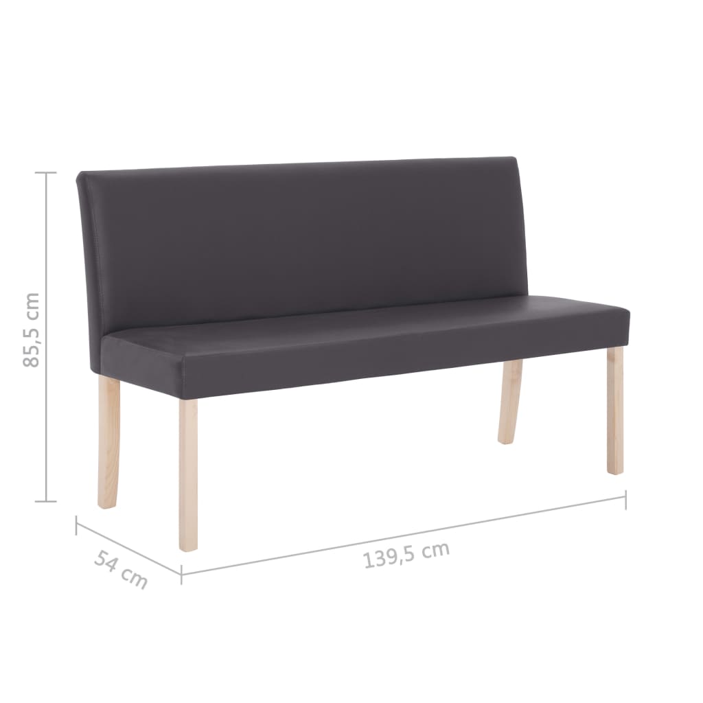 Klupa od umjetne kože 139,5 cm siva