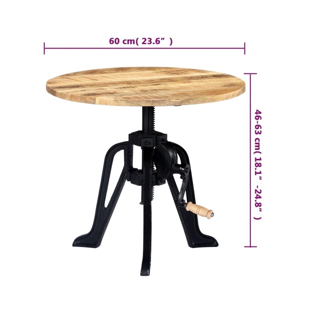 Bočni stolić od masivnog drva manga i željeza 60 x (46 - 63) cm