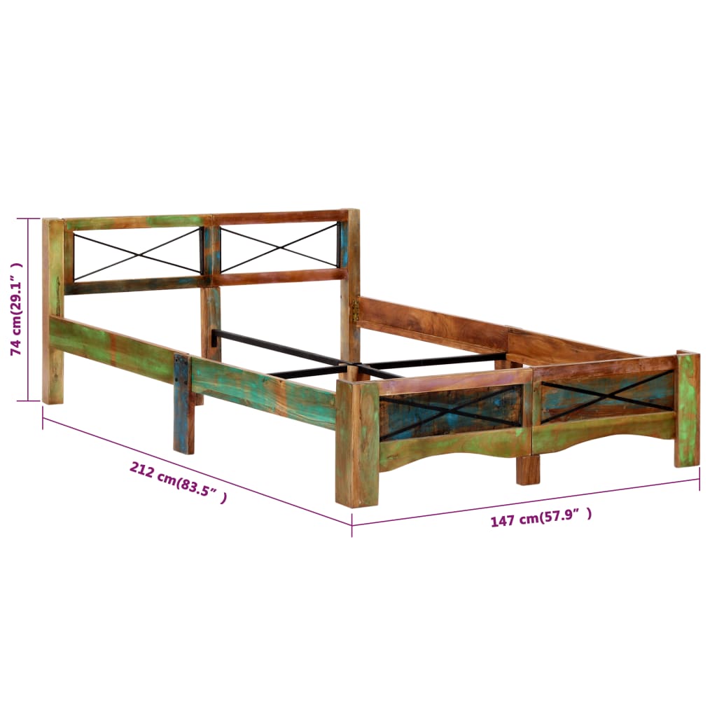 Okvir za krevet od masivnog obnovljenog drva 140 x 200 cm