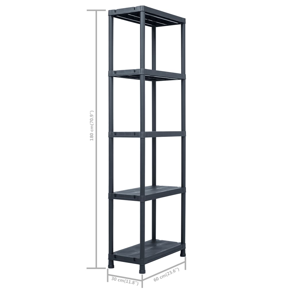 Stalci za pohranu 2 kom crni 125 kg 60 x 30 x 180 cm plastični