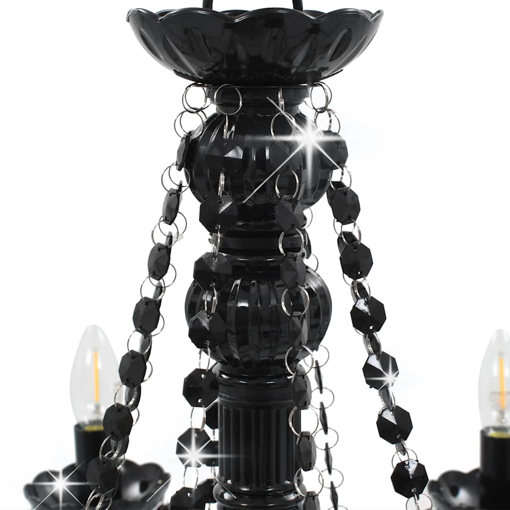 Luster s perlama crni 8 žarulja E14
