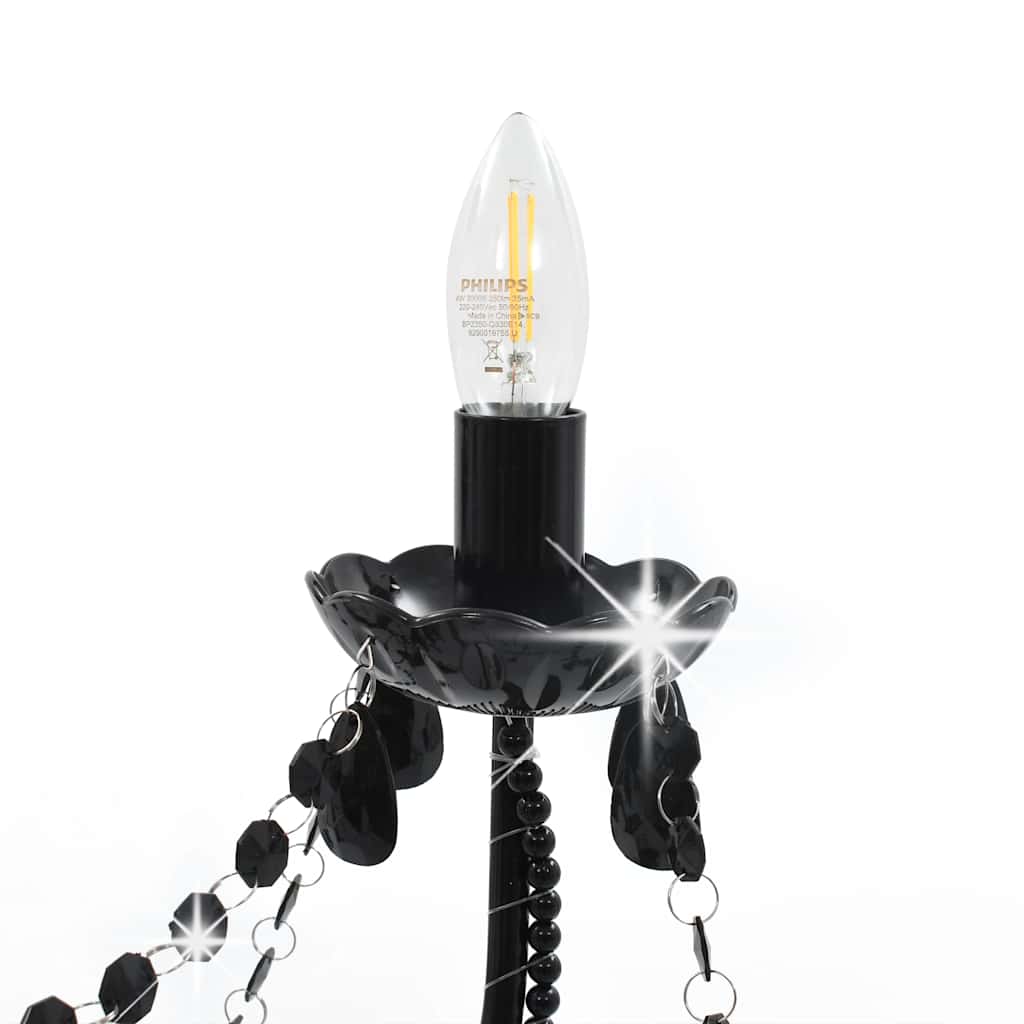 Luster s perlama crni 8 žarulja E14