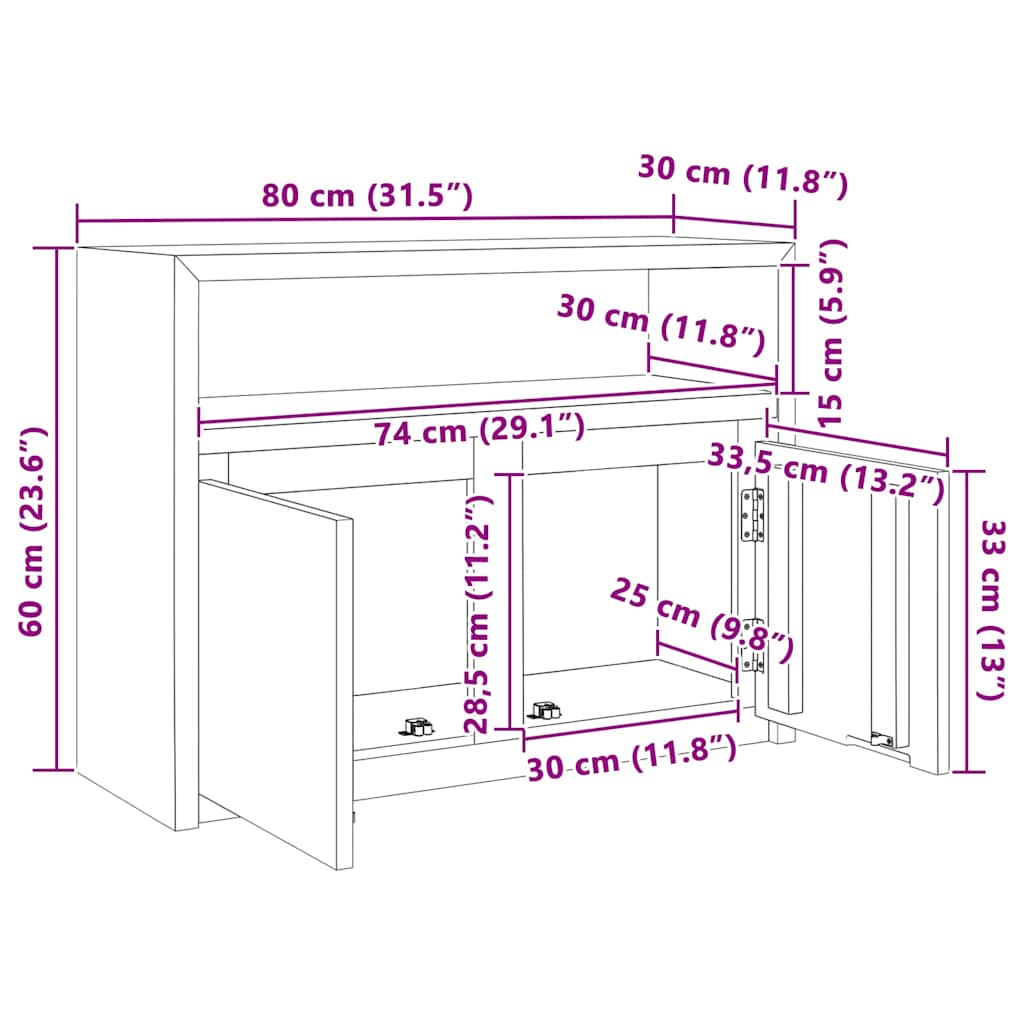 Komoda 80 x 30 x 60 cm od masivne tikovine