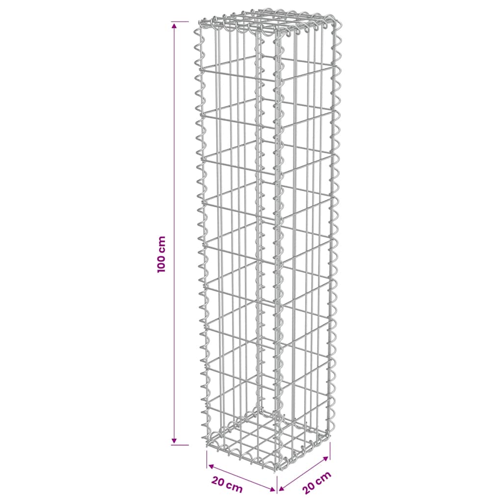 Gabionski zid s poklopcima od pocinčanog čelika 20 x 20 x 100 cm