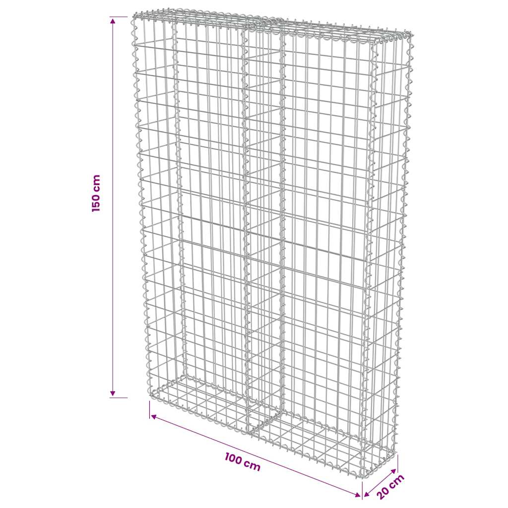 Gabionski zid s poklopcima od pocinčanog čelika 100 x 20 x 150 cm