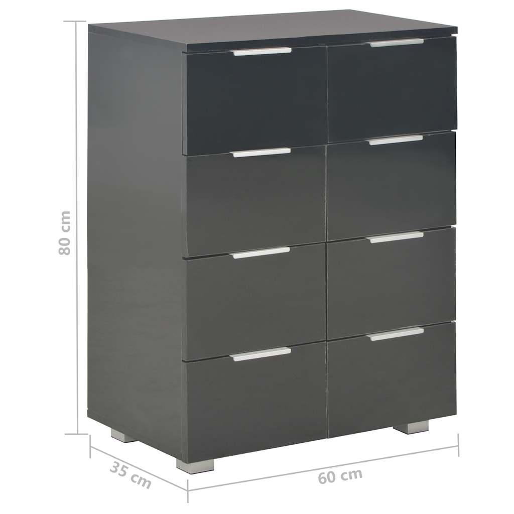 Komoda visoki sjaj crna 60 x 35 x 80 cm od konstruiranog drva