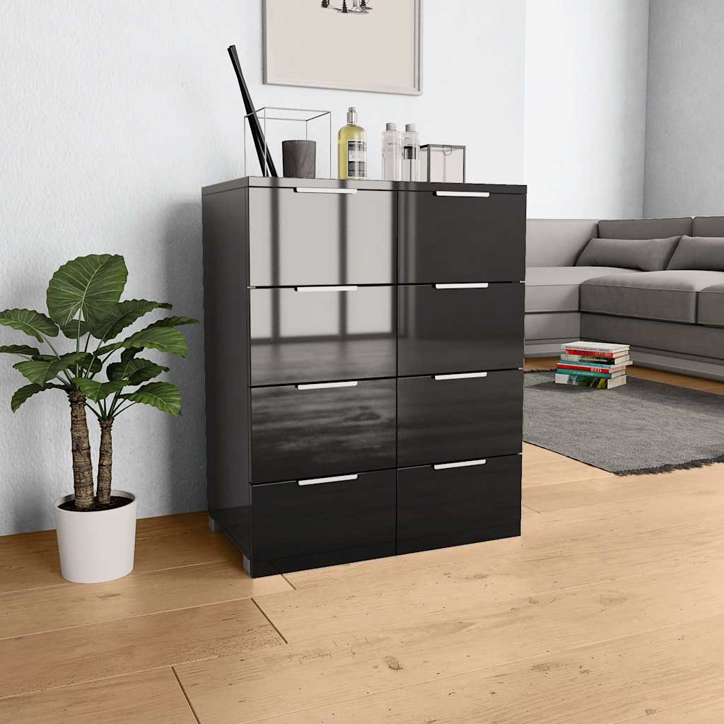 Komoda visoki sjaj crna 60 x 35 x 80 cm od konstruiranog drva