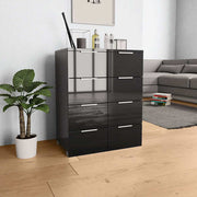 Komoda visoki sjaj crna 60 x 35 x 80 cm od konstruiranog drva