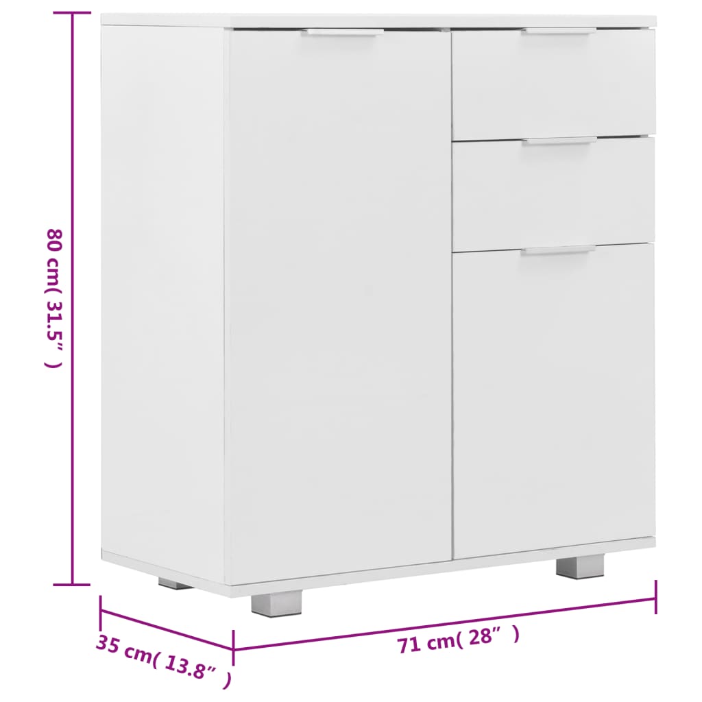 Komoda visoki sjaj bijela 71 x 35 x 80 cm od konstruiranog drva