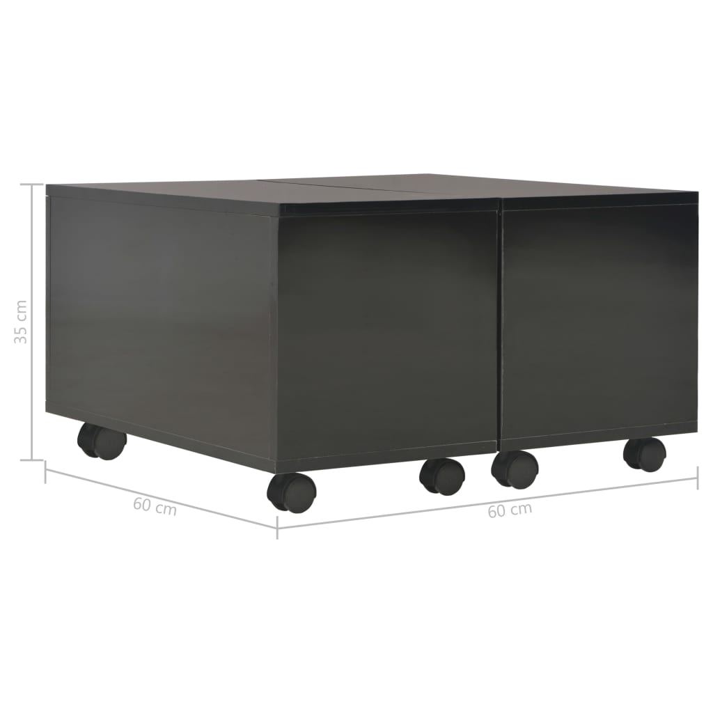 Stolić za kavu visoki sjaj crni 60x60x35 cm konstruirano drvo