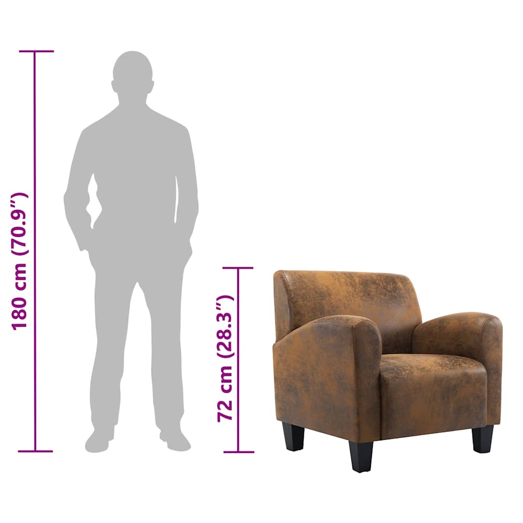 Sofa fotelja smeđa 70x69x72 cm umjetna koža brušena koža