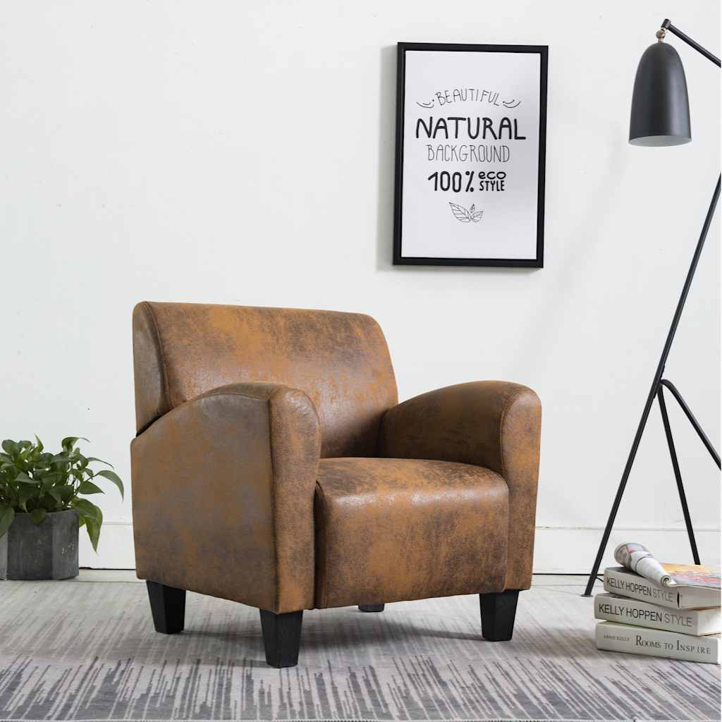 Sofa fotelja smeđa 70x69x72 cm umjetna koža brušena koža