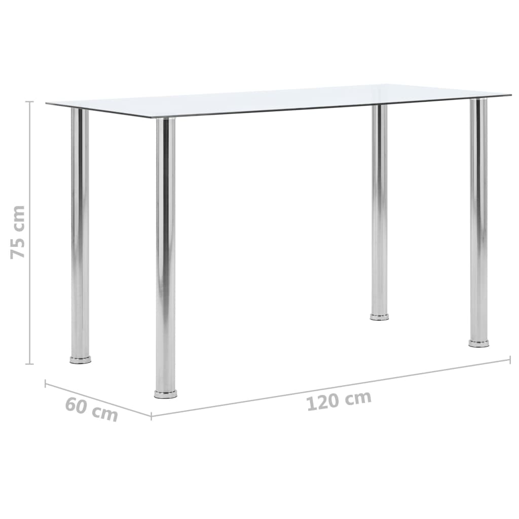 Blagovaonski stol prozirni 120 x 60 x 75 cm od kaljenog stakla