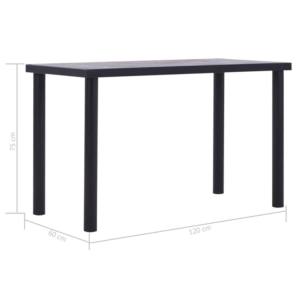 Blagovaonski stol crni i siva boja betona 120 x 60 x 75 MDF