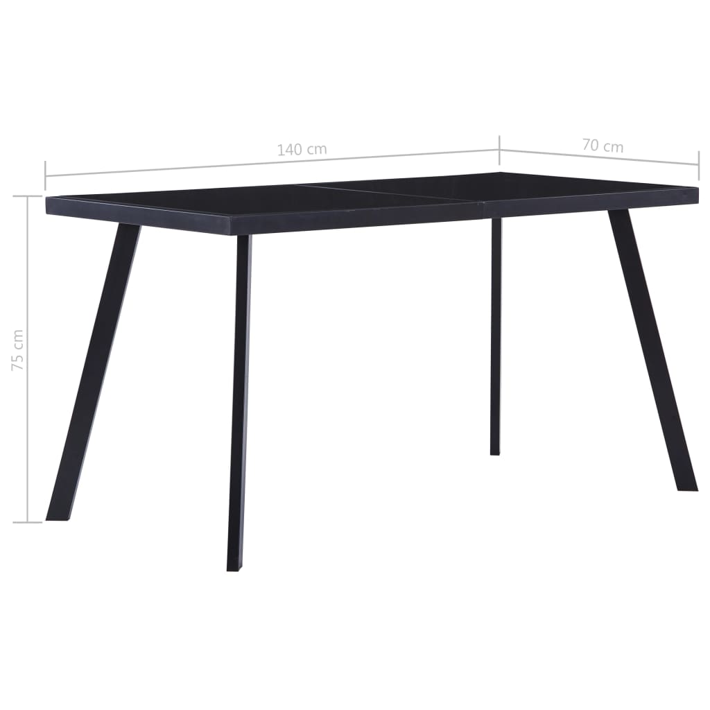 Blagovaonski stol crni 140 x 70 x 75 cm od kaljenog stakla