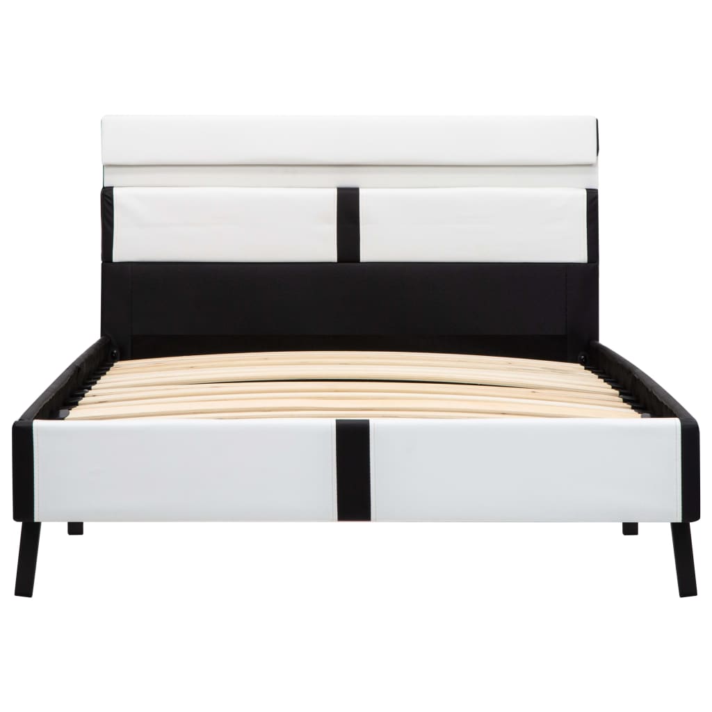 Okvir za krevet od umjetne kože LED bijelo-crni 90 x 200 cm