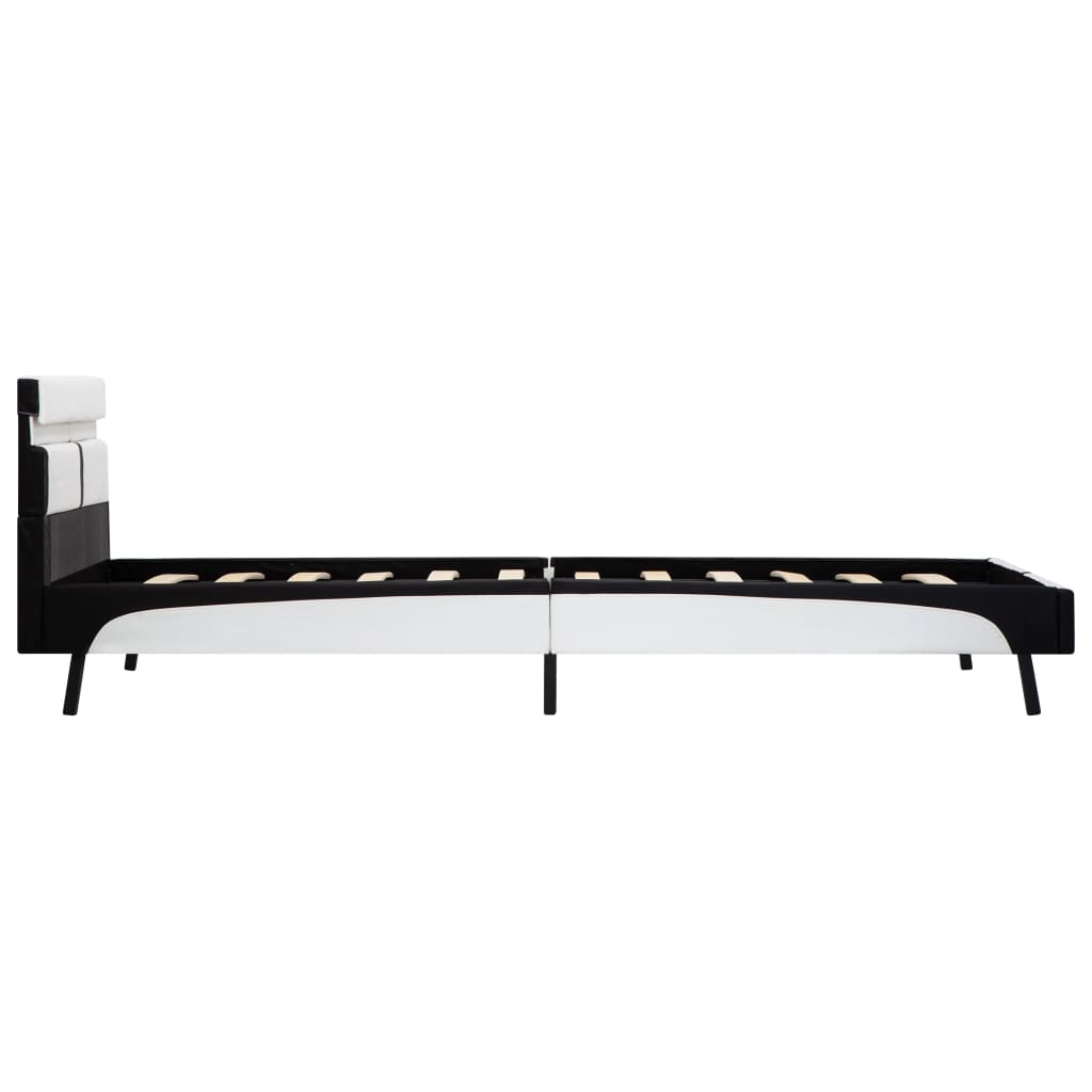 Okvir za krevet od umjetne kože LED bijelo-crni 90 x 200 cm