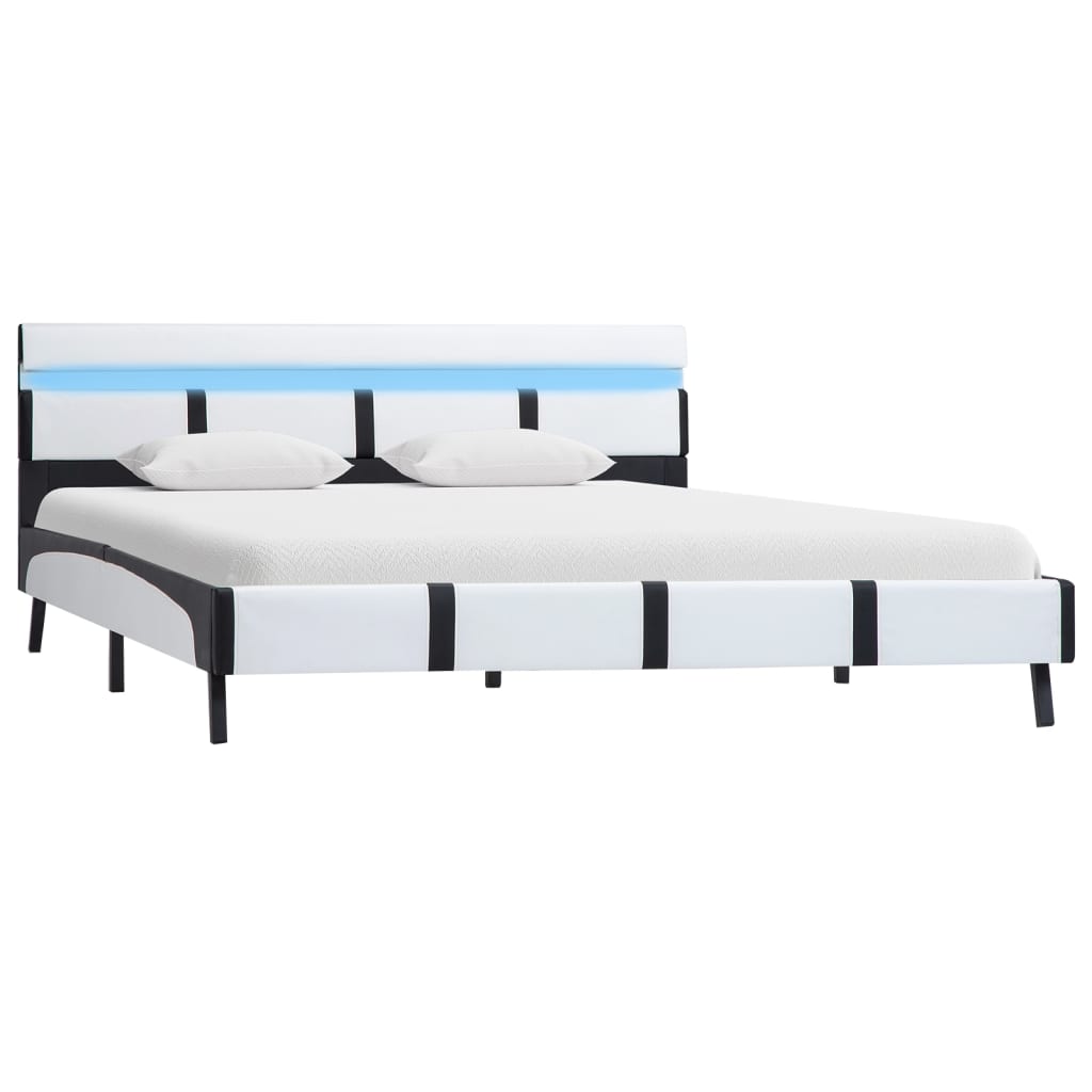 Okvir za krevet od umjetne kože LED bijeli 140 x 200 cm